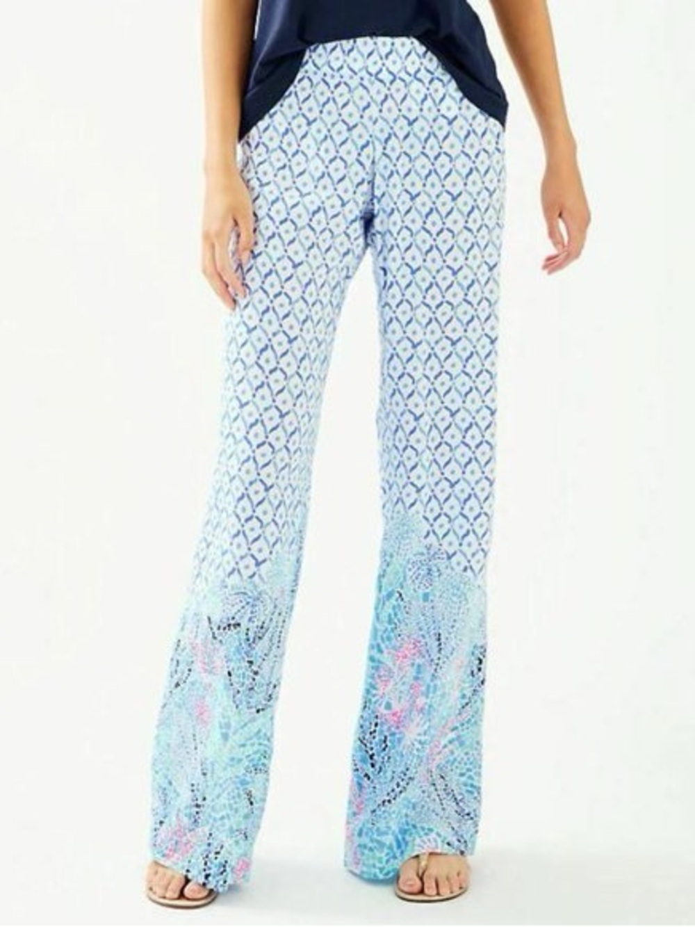 NWT Lilly Pulitzer Bal Harbour Palazzo Pants Sea La Vie Engineered Size M